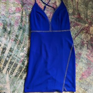 Fashion Nova Blue Studded Dress